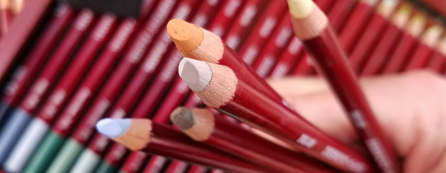 Derwent pastel pencils examples in a box set
