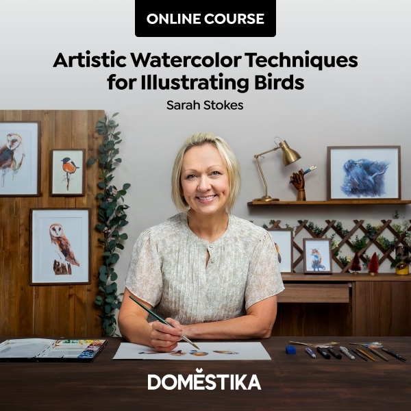 watercolor techniques for illustrating birds on Domestika