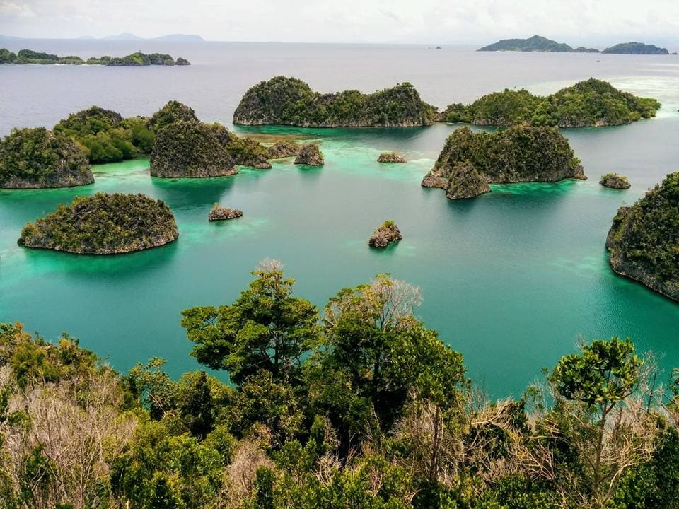 The view over looking the Fam Islands in Raja Ampat